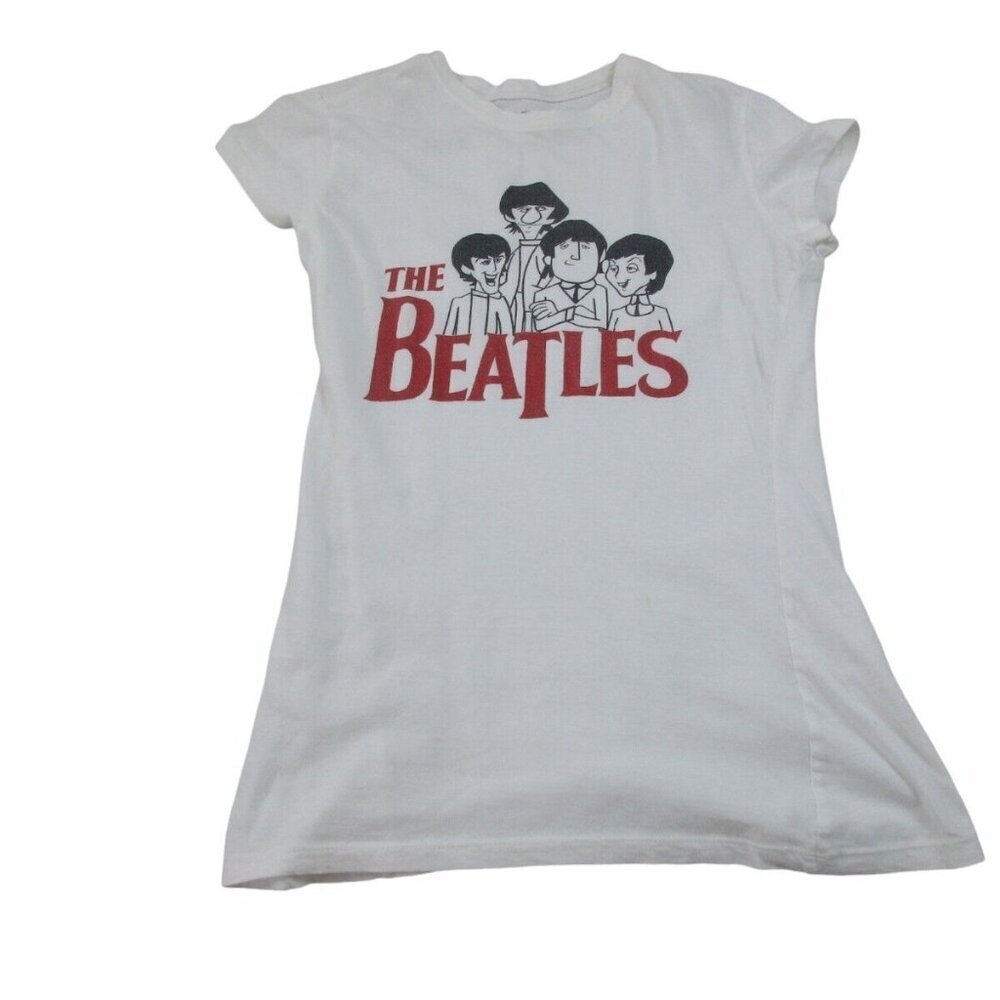 The Beatles Rock‎ Band Tee Shirt Womens XL White Short Sleeve Crew Neck Pullover